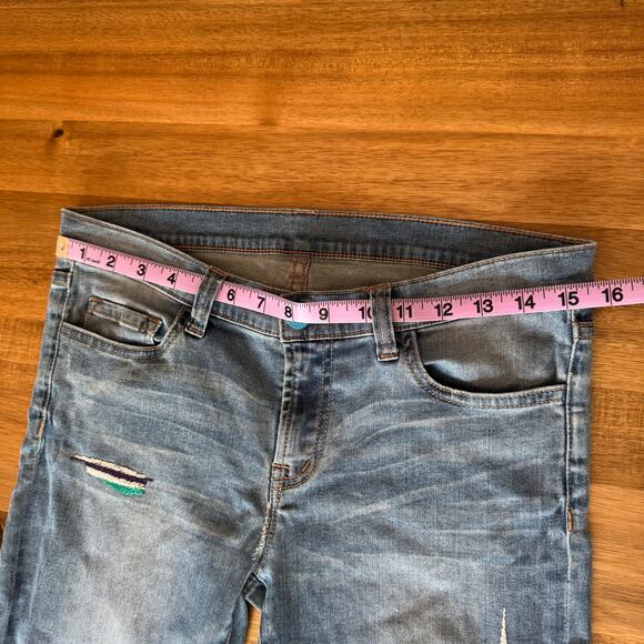 Peri A Embroidered Destroyed Low Rise Jeans Womens Size 26 Boho Ripped Denim 26 - Picture 11 of 13